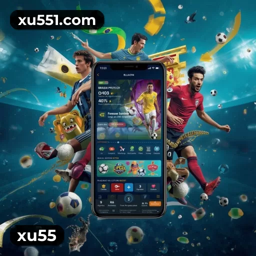 Imagem promocional da xu55 apresentando a plataforma e seus recursos